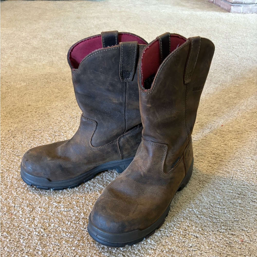 Waterproof work boots.